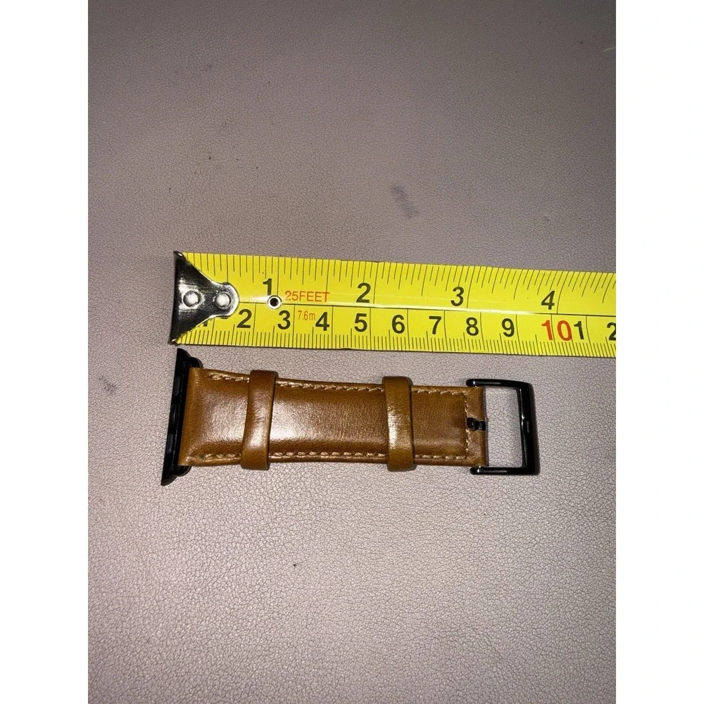 Genuine Leather Apple Watch Band Brown 42mm 44mm 45mm Black‎ Buckle Strap